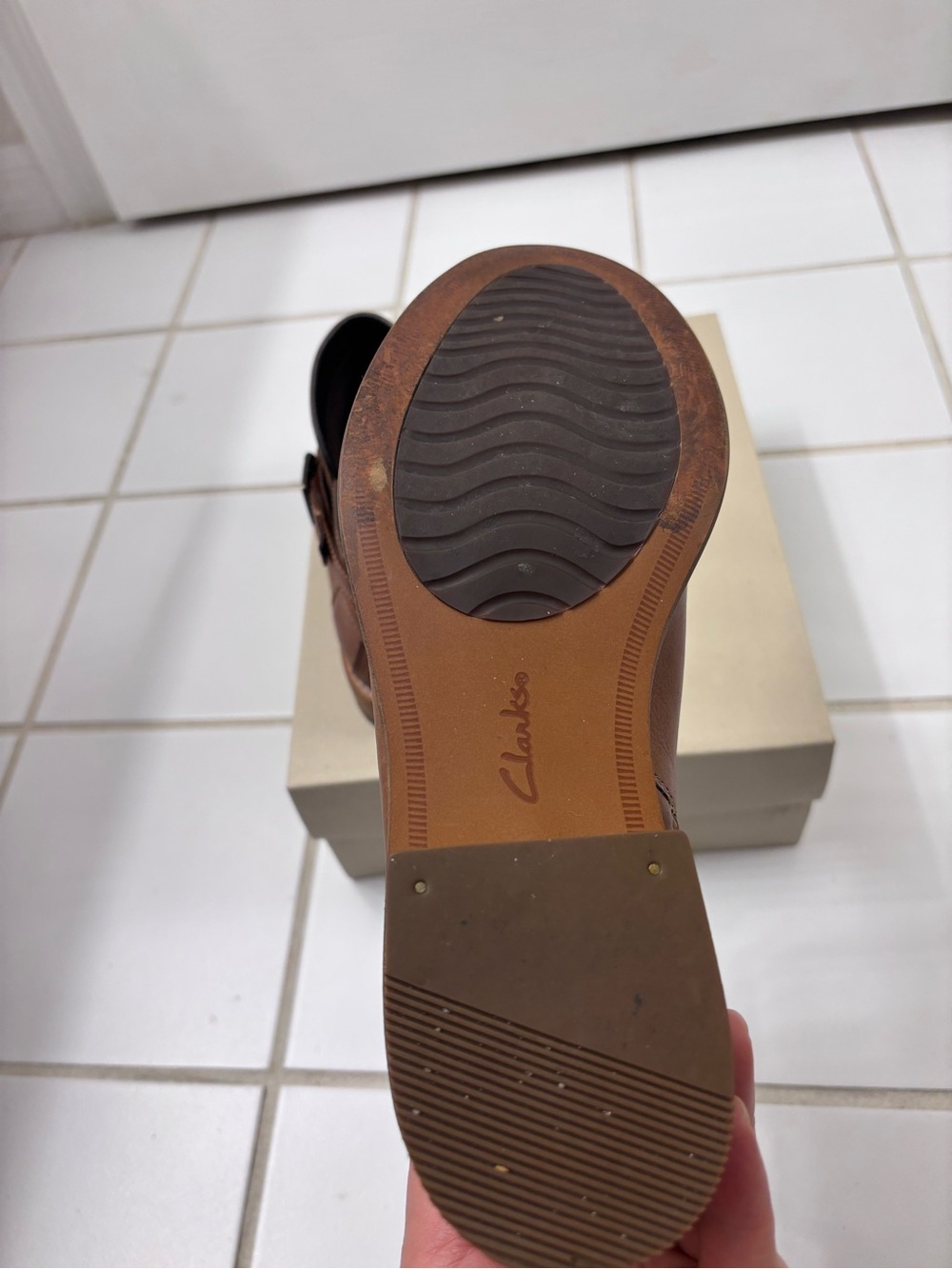 Clarks Tan Leather Ankle Booties with Buckle Strap - Picture 3 of 11